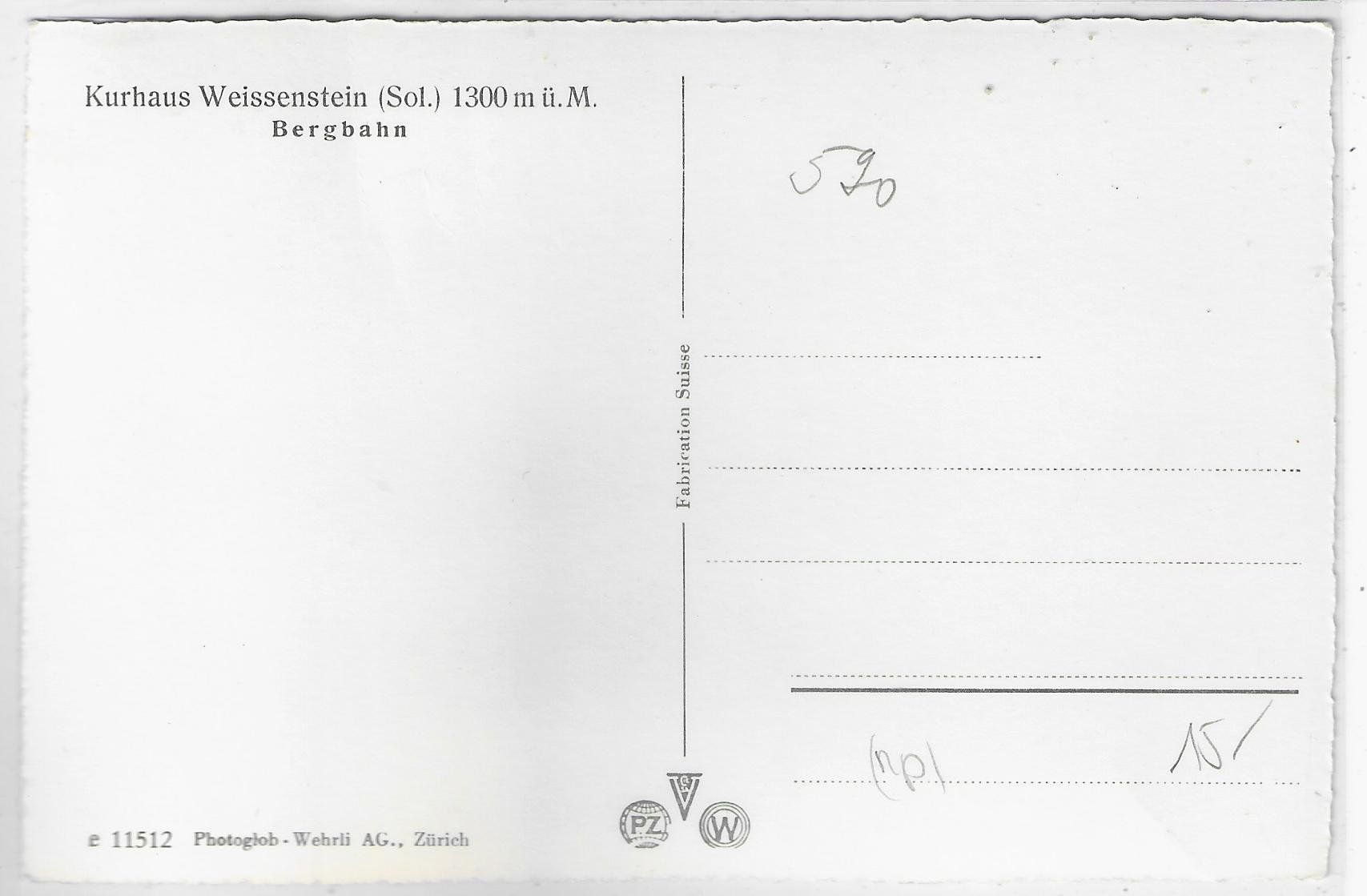 Cartoline postali: Kurhaus Weissenstein – Usato da Ettingen venduto da Kartenplanet 1