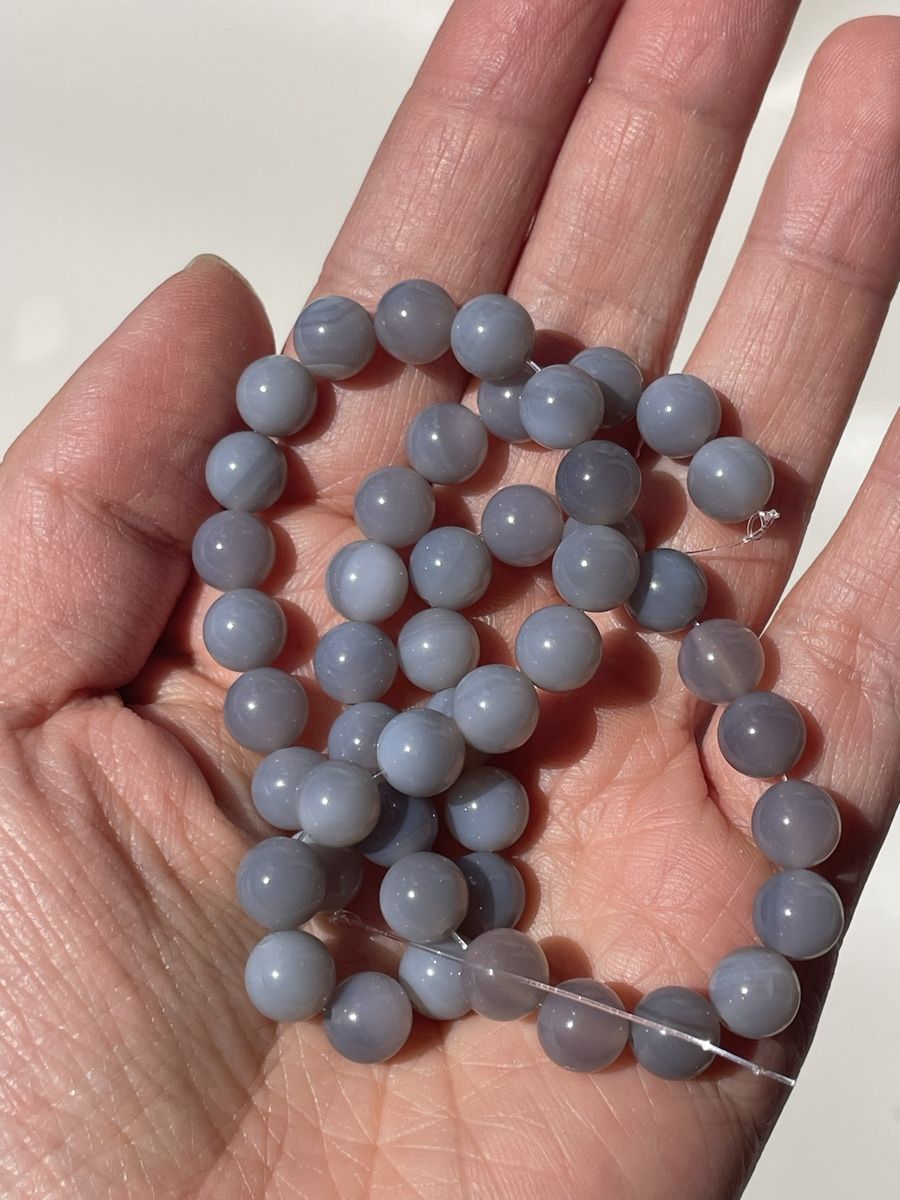 Catenine: blaugraue Chalcedon kette Strang, 8mm, 40cm – Nuovo e nell'imballaggio originale da Schiers venduto da sisikristall