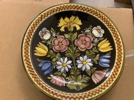 grosse Obstschale mit Motiv Alpenblumen Keramik Haas