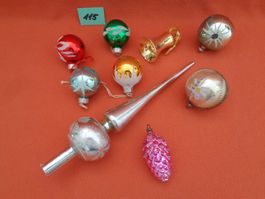 Alter Christbaumschmuck 9-teilig mit Spitz