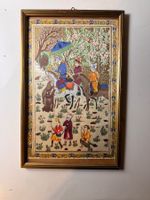 Orientalisches Seidenbild / Persische Miniatur im Goldr. fli