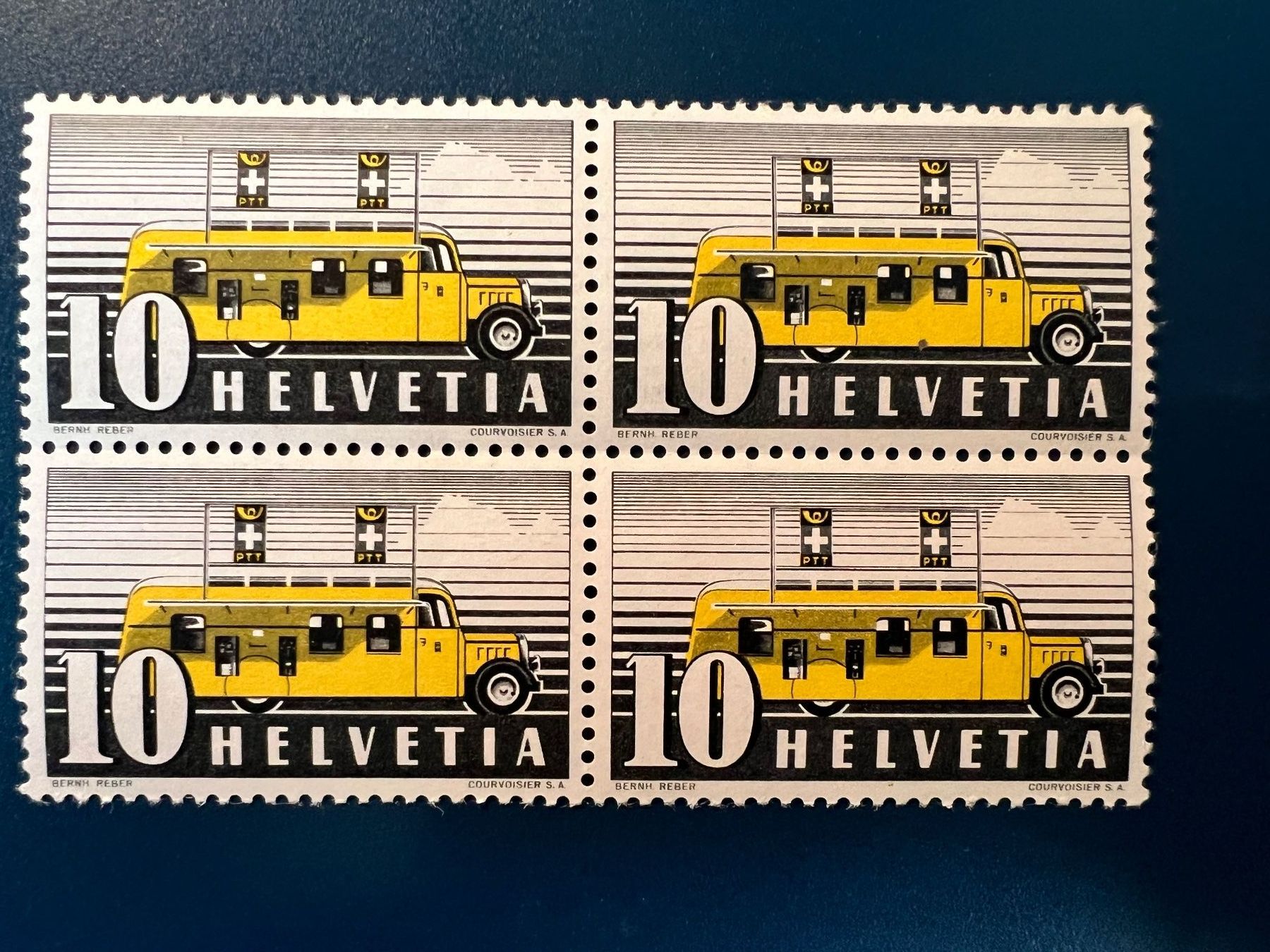 Tutti i francobolli: 1Viererblock, 1937, Automobilpostbüros, postfrisch – Usato da Oberhasli venduto da Sicurezza