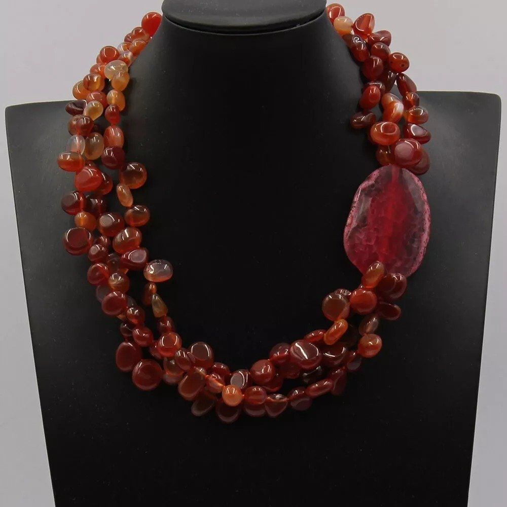 Catenine: Karneol 3 Strang Achat Edelsteinkette Collier Cornaline – Nuovo (secondo la descrizione) da Prilly venduto da ilyria73 1