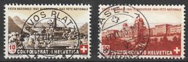 1943 Bundesfeiermarken Vollstempel DAVOS-Platz und BASEL 1