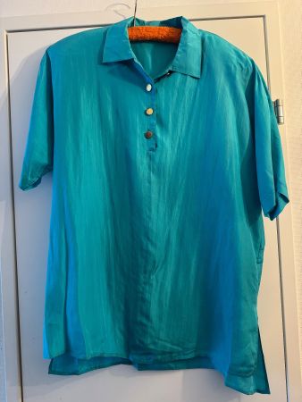 Vintage Seidenbluse Türkis