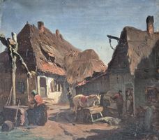 Huile sur panneau 19° siècle signée au dos a.achenbach