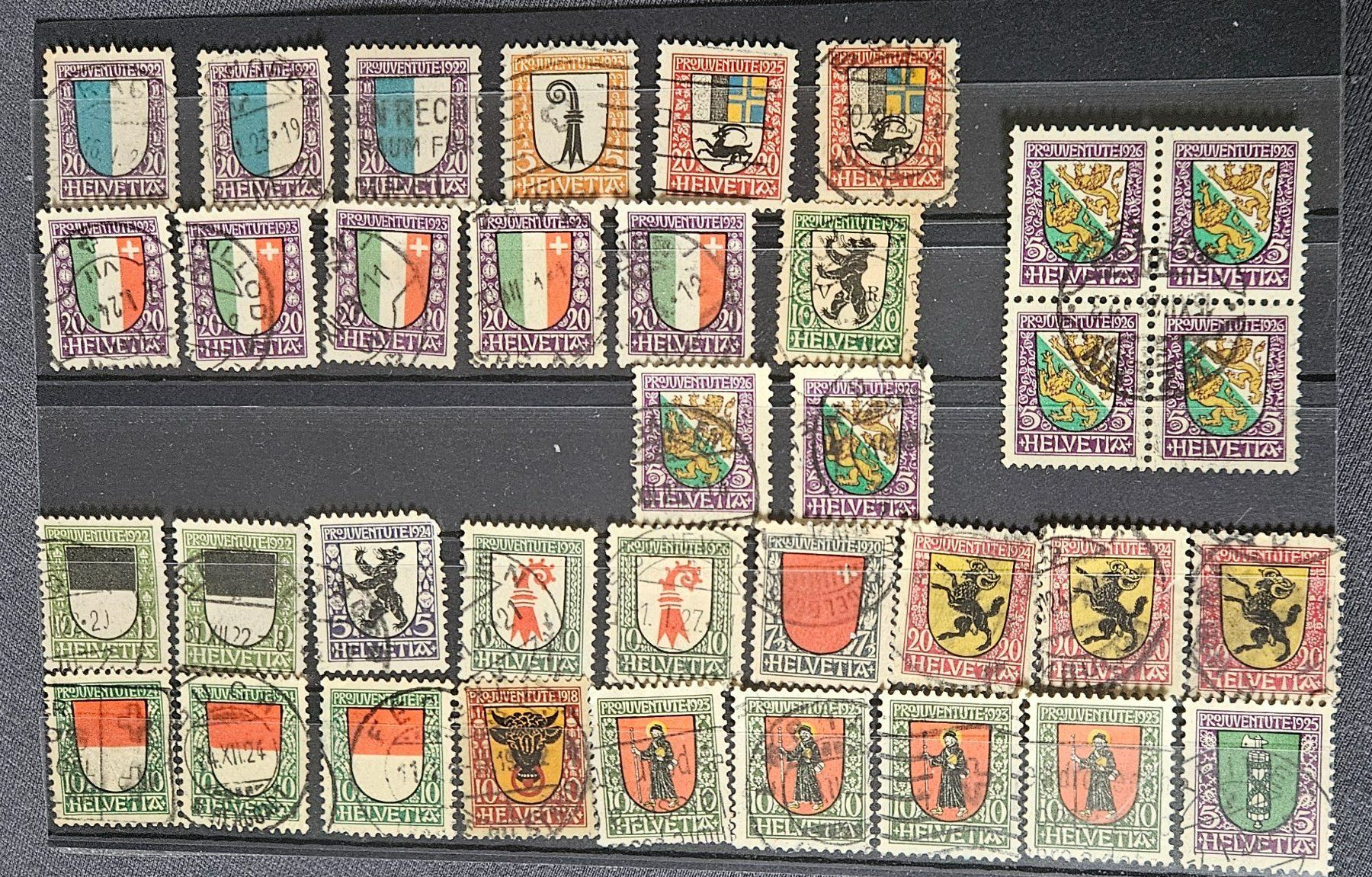 Alle Briefmarken: Pro Juventute "Wäppli mit 4er Block" – Gebraucht aus Aetingen von stewi03