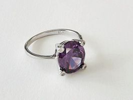 Silber 925 Amethyst-Zirkonia Ring - Neu