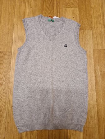 Pull gilet sans manches Benetton gris chiné taille 146