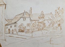 David Arnold BURNAND (1888-1975)dessin réhaussé village