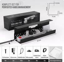 Premium Kabelwanne / Kabelkanal für Schreibtisch Schwarz