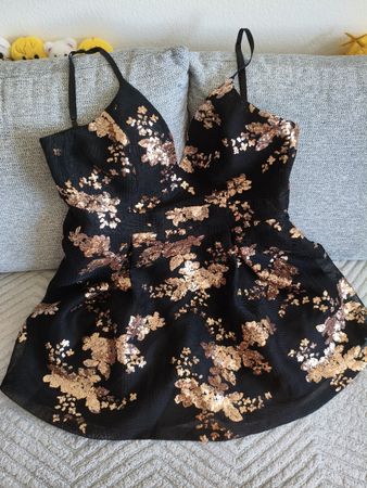 Robe soirée noire sequins rose gold FashionNova XXL