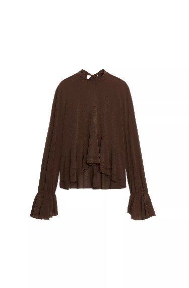 Zara Chemisiers: Braune Bluse mit Volants – Neuf avec emballage d'origine à Dübendorf par ilazzi