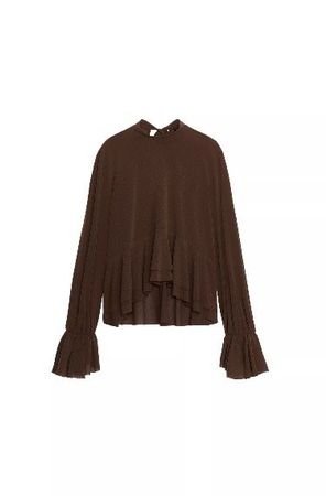 Braune Bluse mit Volants