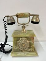Grünes Onyx & Messing Telefon mit Wählscheibe