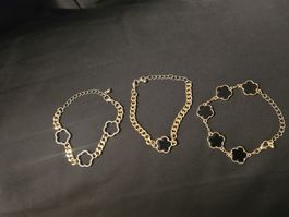 3x Bracelet Trèfle NEU / 3x Armband Klee Gold NEU