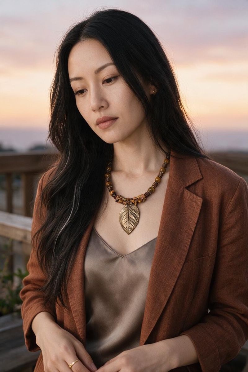 Catenine: Choker mit Tigerauge Perlen HANDARBEIT  – Nuovo e nell'imballaggio originale da Kriens venduto da Hortensie6 5