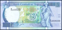 Malta 5 Lira 1994 P-46b UNC