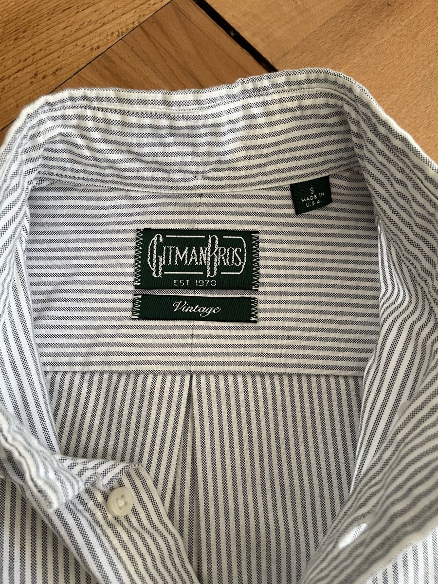 Camicie: Gitman Bros Vintage Hemd Weiss/Graue Striche - S – Usato da Zürich venduto da Rollladen 3