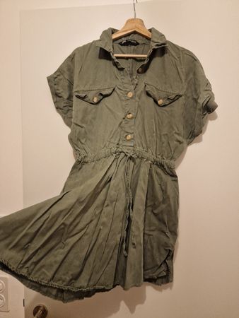 Zara Freizeitkleid – Khakigrün – Größe M