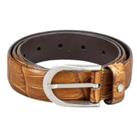 Aigner belt, cognac-colored leather with crocodile embossing