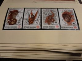 Série de timbres WWF Indonésie, Orang-outan, complète!