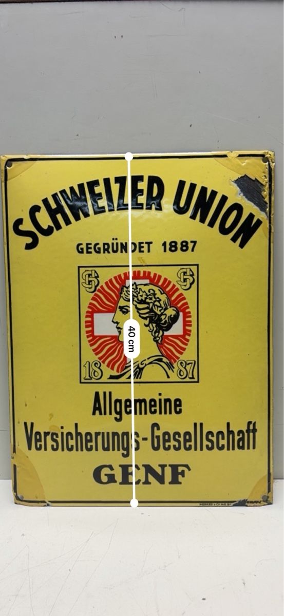 Schilder: Schild Schweizer Union Versicherungs-Gesellschaft Genf – Gebraucht aus Künten von Schnaepplihuus 1