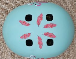 Kinder Velohelm mint Flamingo Federn Grösse 48-53cn