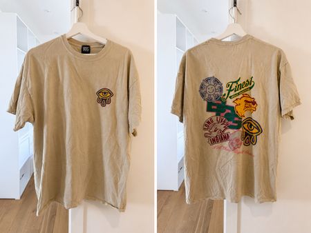 BDG T-Shirt beige Grafik Print Grösse M