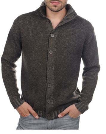 Balldiri Kaschmir Jacke Herren Strickjacke in Braun/Graubrau