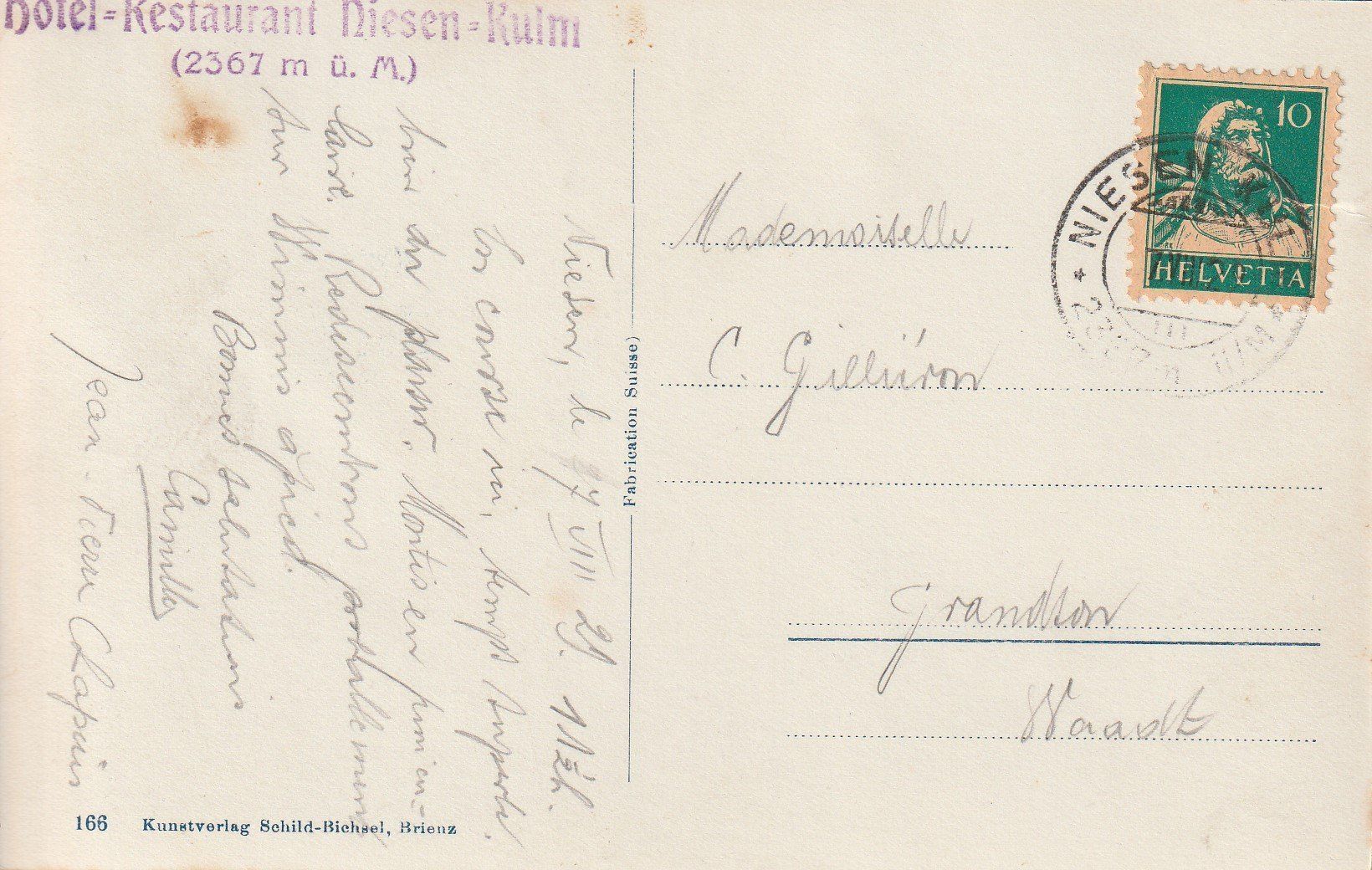 Cartoline postali: AK Niesenbahn gel. 7.8.1929 – Usato da Fribourg venduto da schnalla92 1