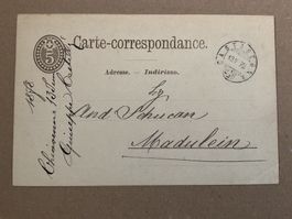 1878, 5Rp. GS Karte Castasegna - Madulein