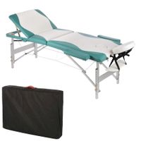 Alu 3 Zonen Massagetisch weiß/türkis