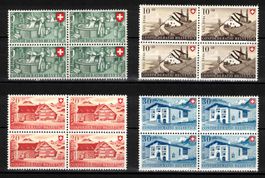 Pro Patria 1946 Serie im 4er-Block ** postfrisch