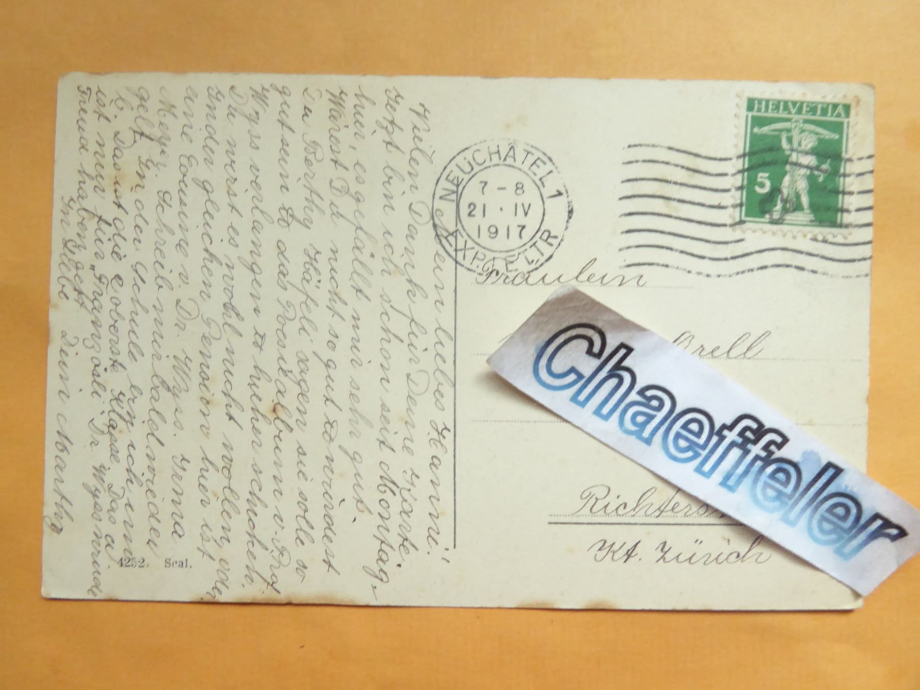 Ansichtskarten: 1917 Neuchatel - La Collégiale – Gebraucht aus Zürich von Chaeffeler 1