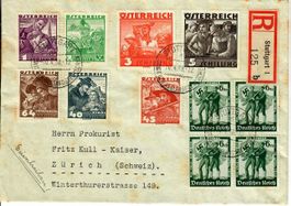 R-Brief deutsches Reich / Österreich 1938 - Zürich