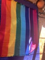 Handgewobene Regenbogendecke