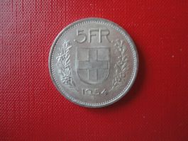 5 FRANKEN SILBERMÜNZE 1954 - NIE IN ZIRKULATION