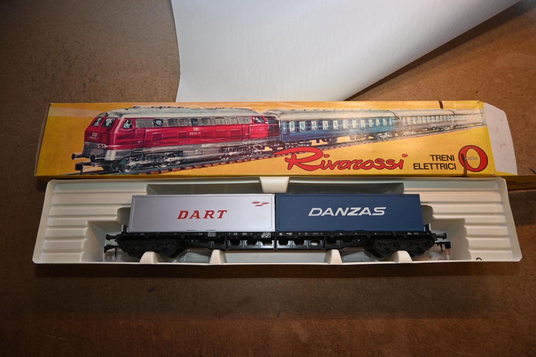 Rivarossi Modellini di ferrovie: Containerwagen Dart/Danzas Rivarossi Spur 0 mit OVP – Usato da Laupen ZH venduto da Zmoewe