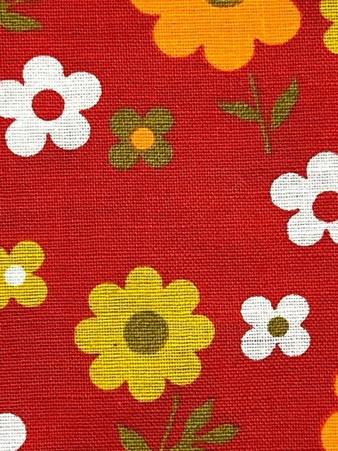 Tessuti: Stoff mit Blümchen 70er roter Hintergrund – Usato da Zürich venduto da gigimai67 2