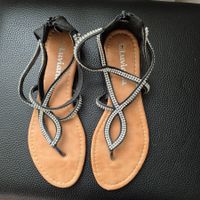 Sommersandale Schwarz mit Strass, Grösse 41