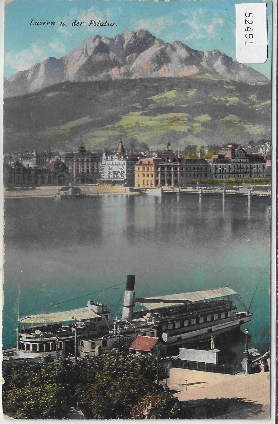 Cartoline postali: Luzern und der Pilatus - Dampfschiff – Usato da Ettingen venduto da Kartenplanet