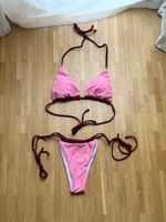 Maillot de bain rose et rouge bordeaux 2 pièces