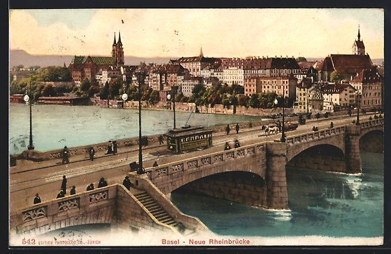 Ansichtskarten: Basel, Neue Rheinbrücke mit Strassenbah – Gebraucht aus Berlin von bartko-reher