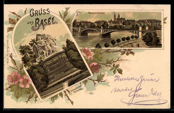 Cartes postales: Litho Basel, Strassburger Denkmal, Wetts – D'occasion à Berlin par bartko-reher