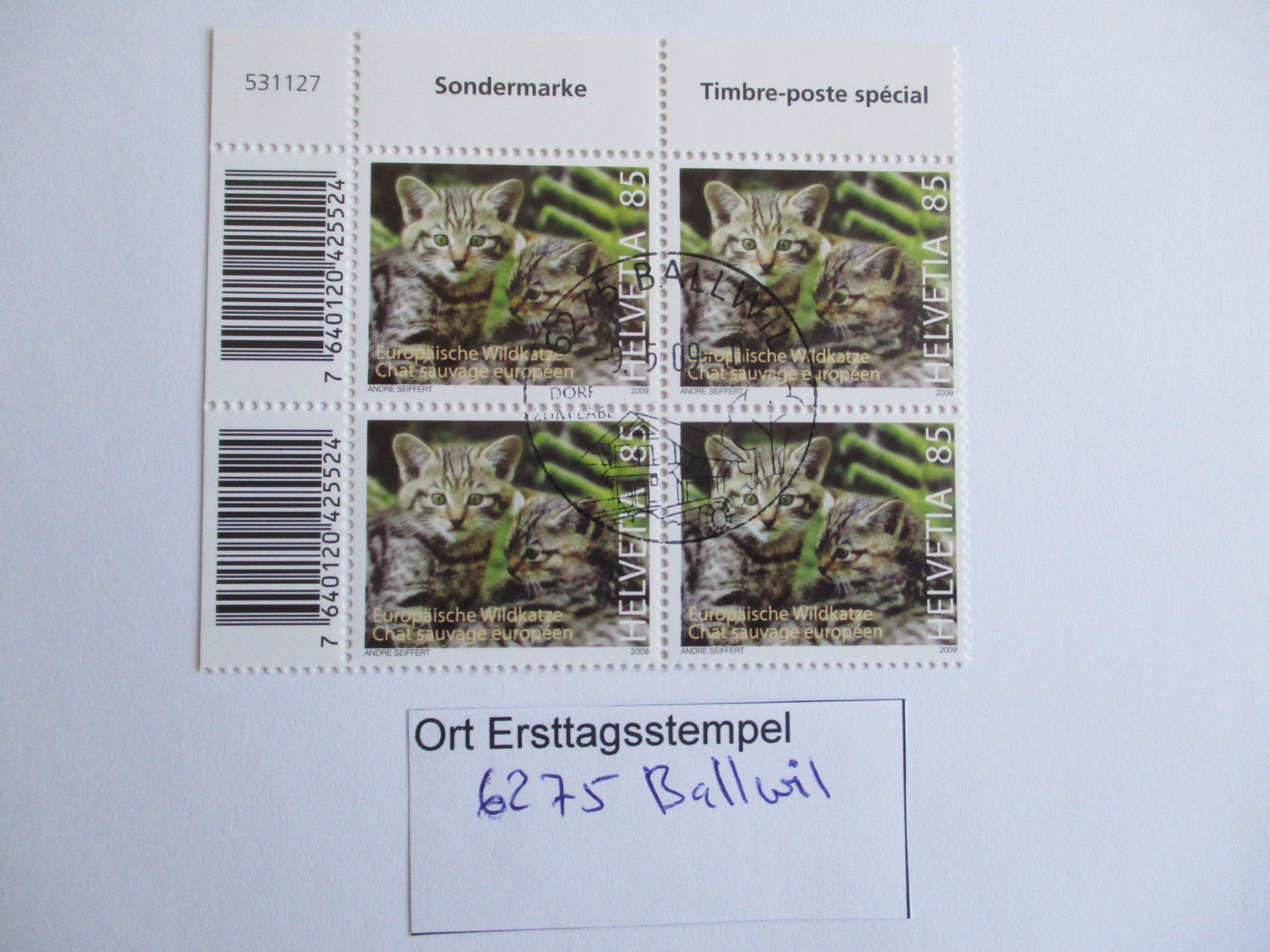 Tutti i francobolli: Viererblock mit Ort Ersttagsstempel 6275 Ballwil – Usato da Langnau b. Reiden venduto da Aktuell88