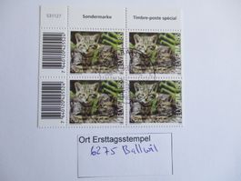 Viererblock mit Ort Ersttagsstempel 6275 Ballwil