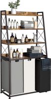 Wäschekorb 3 Fächer 180L mit Regal schwarz
