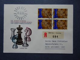 1968 4er Block auf Sondercouvert - seltene Illustration