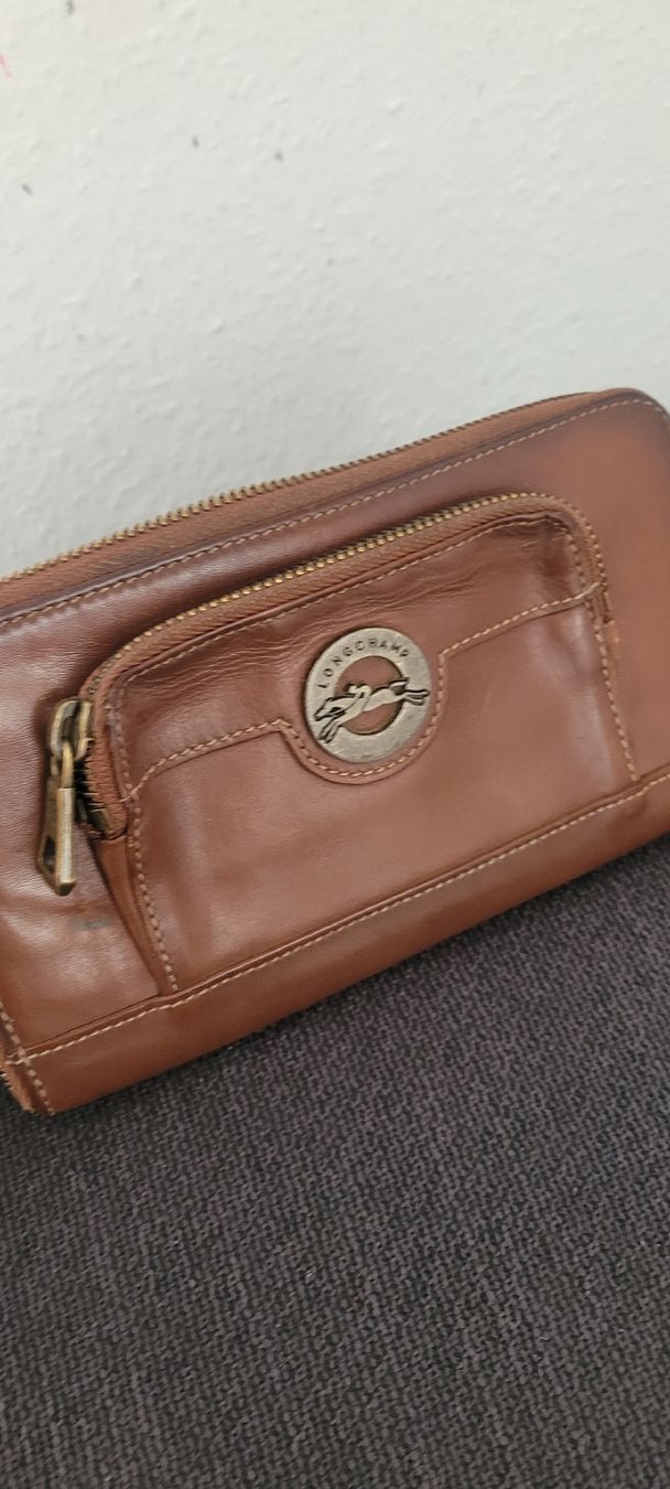 Longchamp Portamonete: Longchamps porte monnaie brun cuir – Usato da Echallens venduto da frimousse2008 2